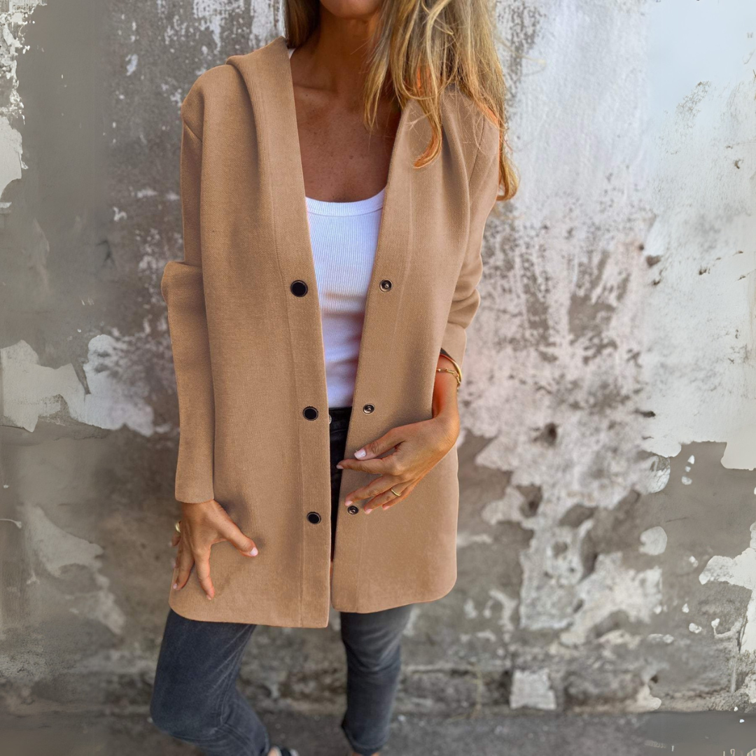Nadia | Chaqueta casual de una sola fila con capucha
