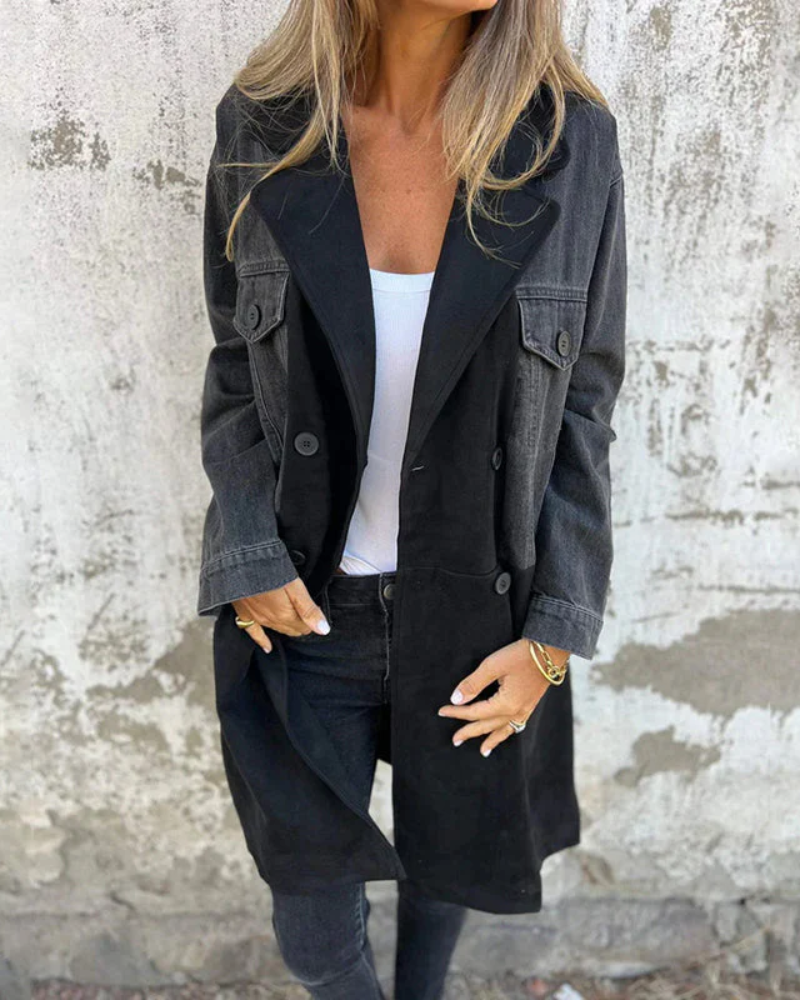 Sara | Abrigo de denim y de camel
