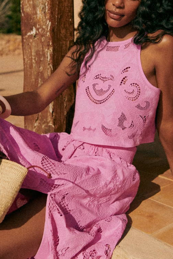 Lourena | Conjunto de Verano de Encaje con Falda de Cintura Alta