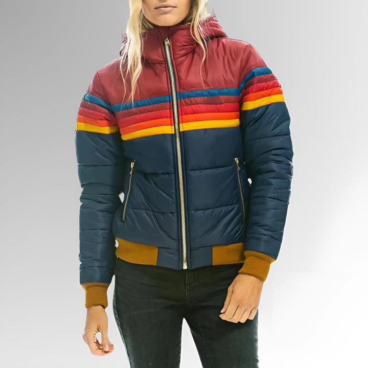 Tessa | Chaqueta con cremallera y rayas de arcoíris