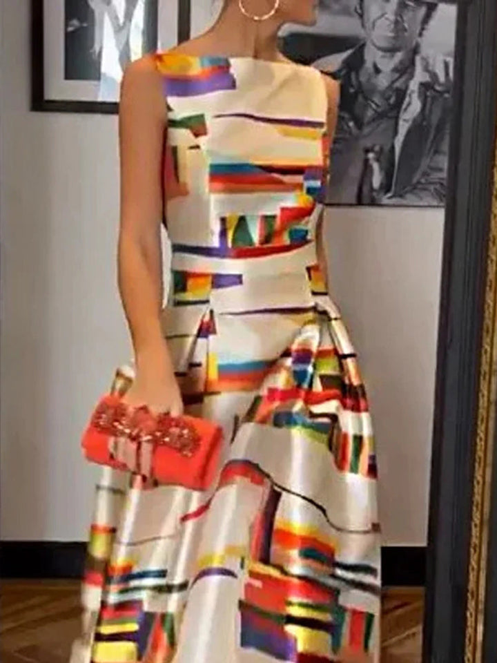 Shayra | Vestido Maxi de Diseño Geométrico