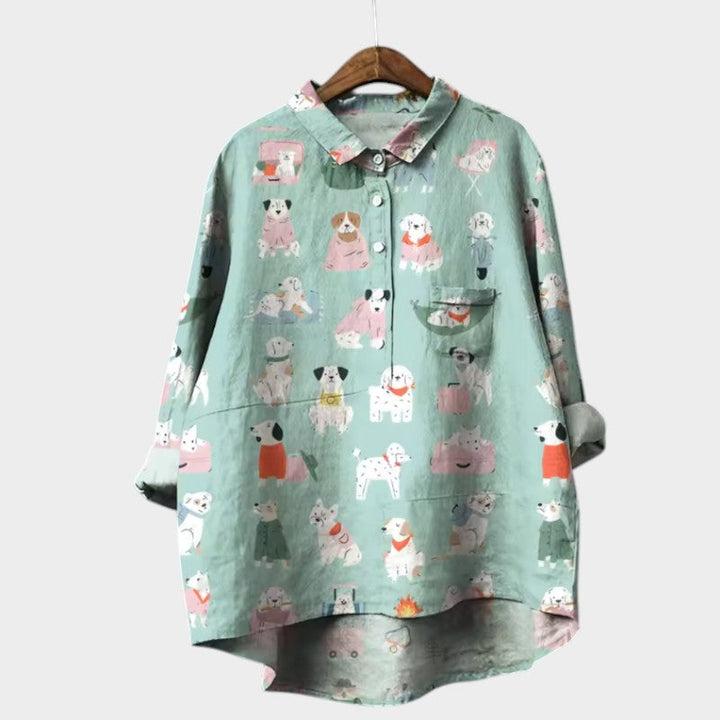 MARIANELLA | Blusa Oversize con Estampado de Canino y Comodidad Diaria para un Estilo Alegre