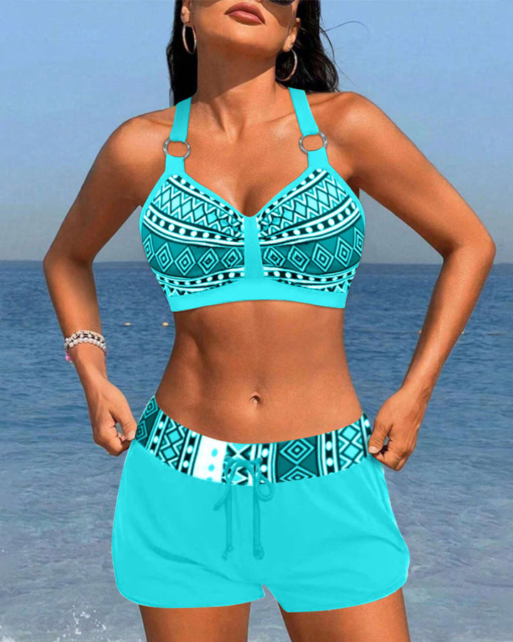 Bikinis de talle alto con estampado geométrico