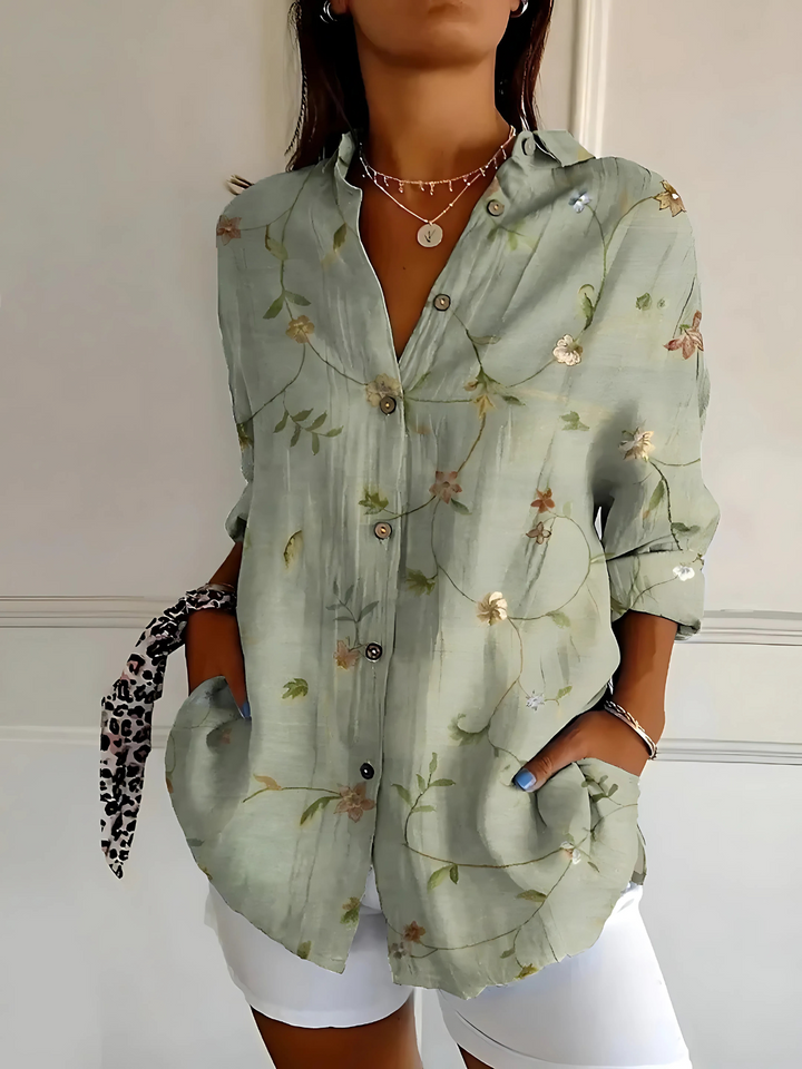 Viviana | Blusa de Algodón con Estampado Floral Ondulado