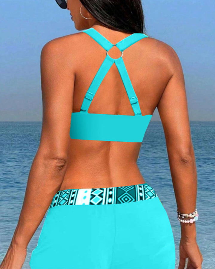 Bikinis de talle alto con estampado geométrico