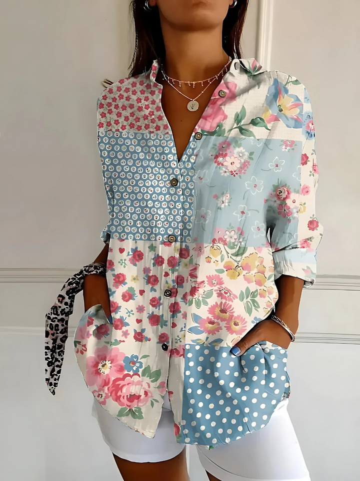 Viviana | Blusa de Algodón con Estampado Floral Ondulado
