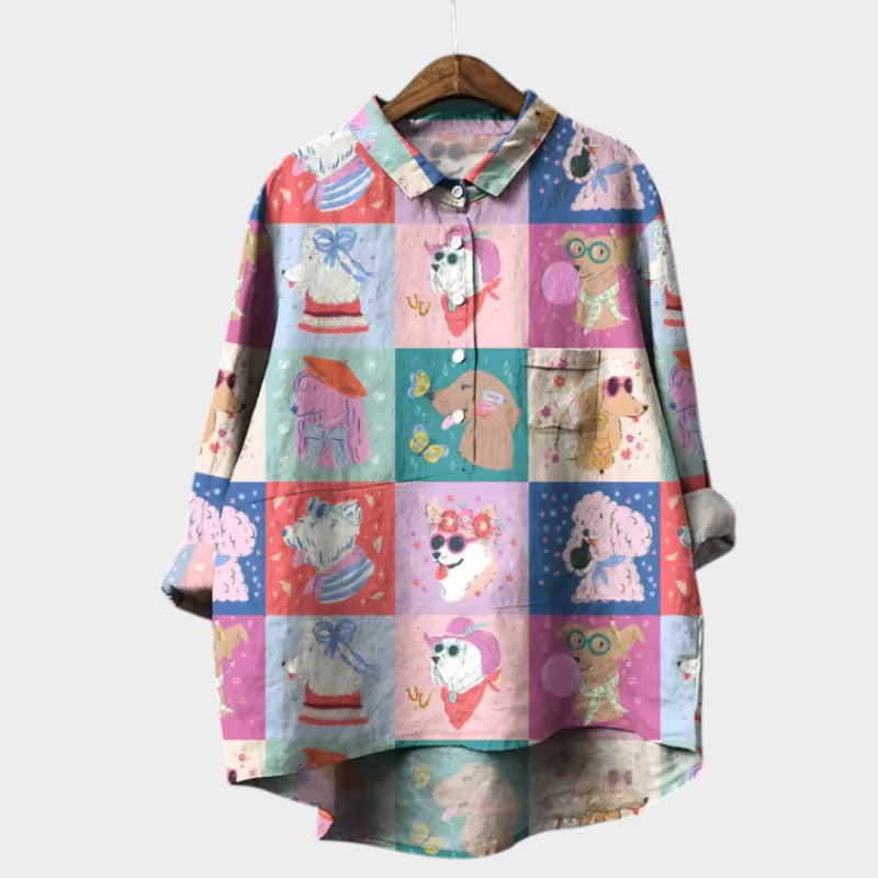 MARIANELLA | Blusa Oversize con Estampado de Canino y Comodidad Diaria para un Estilo Alegre
