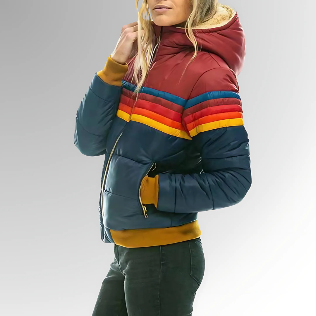 Tessa | Chaqueta con cremallera y rayas de arcoíris