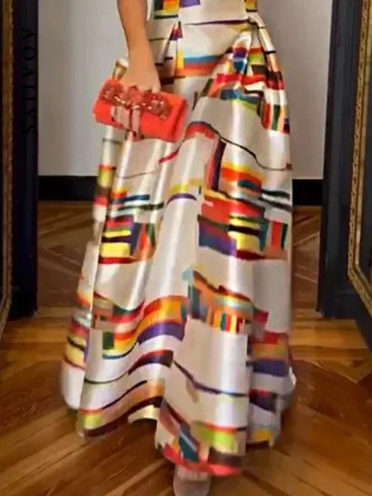 Shayra | Vestido Maxi de Diseño Geométrico