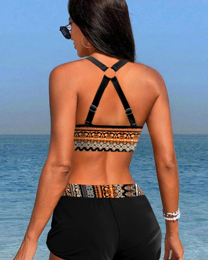 Bikinis de talle alto con estampado geométrico