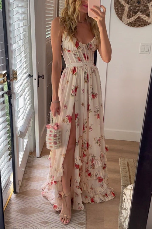 Yuna - Vestido largo con estampado floral