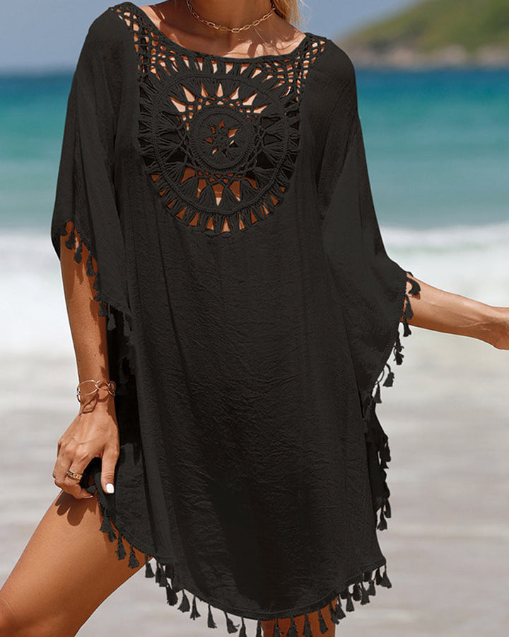 Manta de playa con pompones
