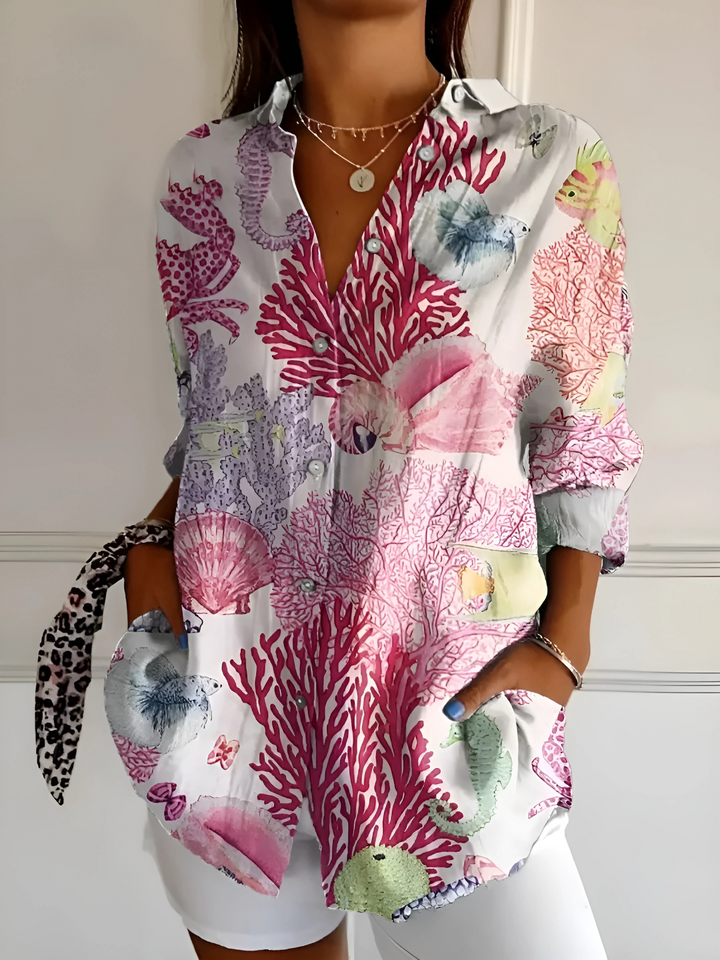 Viviana | Blusa de Algodón con Estampado Floral Ondulado