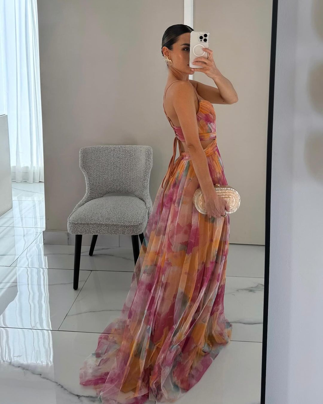 Eléna | Bata larga elegante con estampado floral