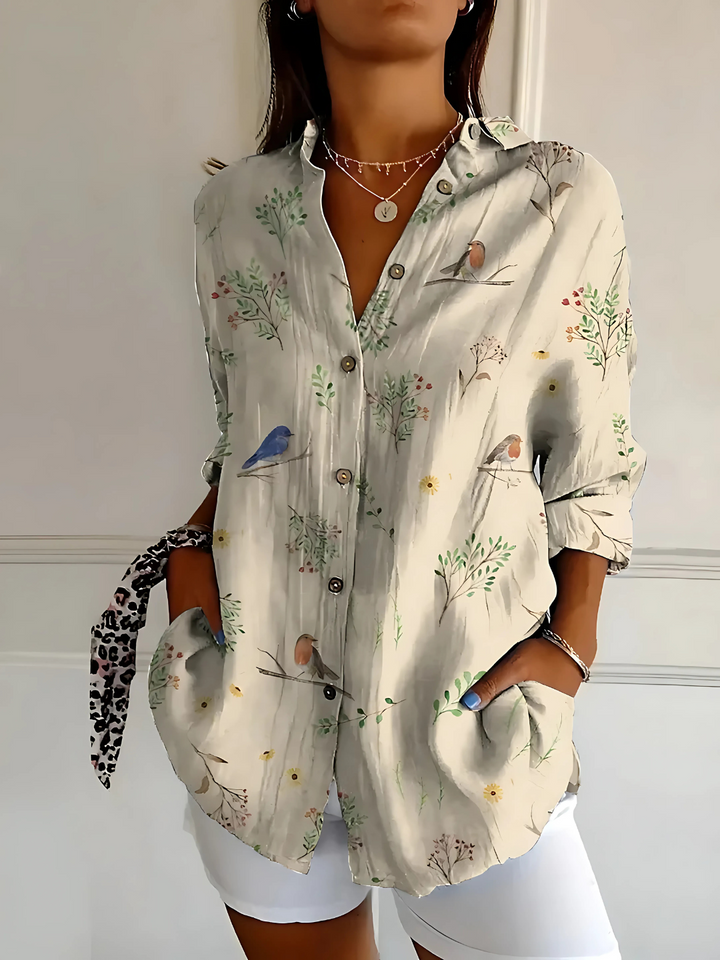 Viviana | Blusa de Algodón con Estampado Floral Ondulado