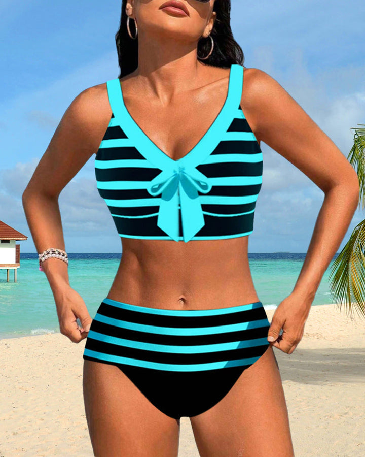 Bikinis de talle alto a rayas