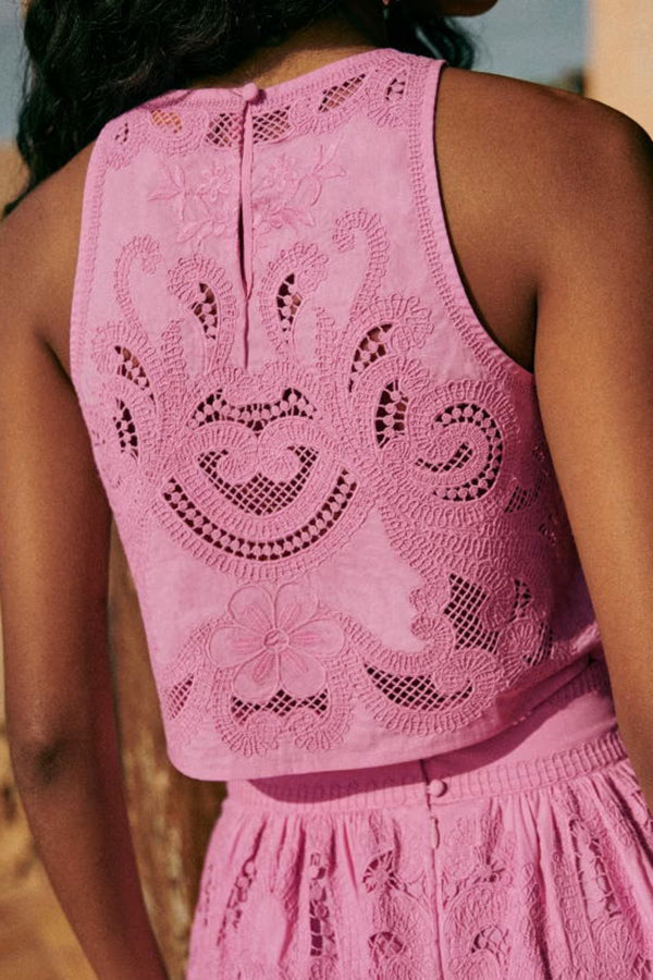 Lourena | Conjunto de Verano de Encaje con Falda de Cintura Alta