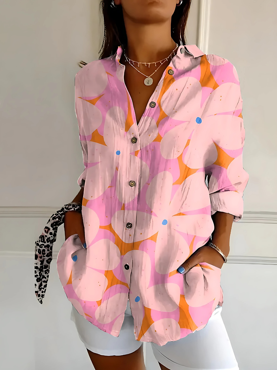 Viviana | Blusa de Algodón con Estampado Floral Ondulado
