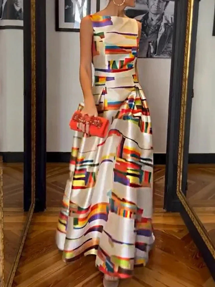 Shayra | Vestido Maxi de Diseño Geométrico