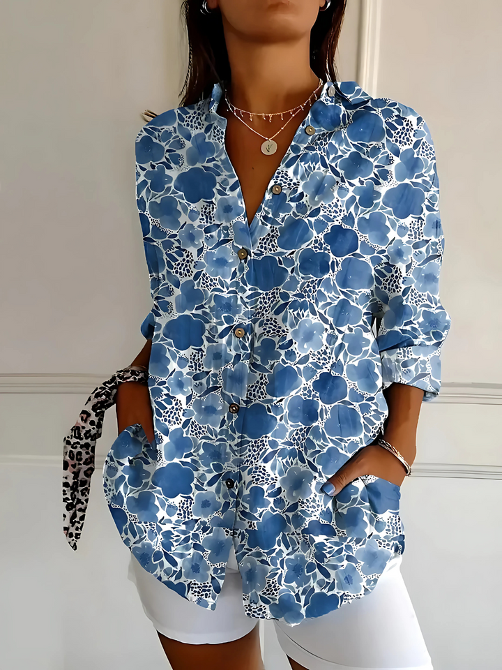 Viviana | Blusa de Algodón con Estampado Floral Ondulado