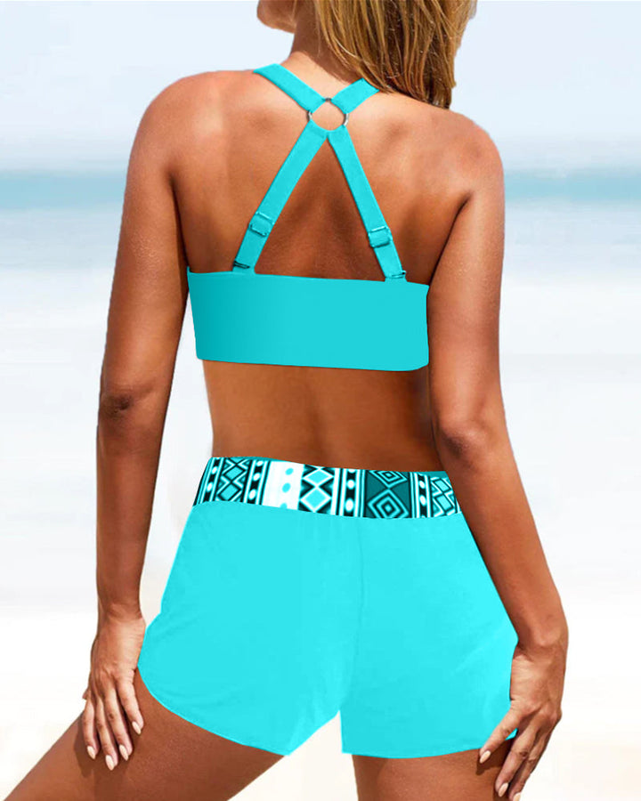 Bikinis de talle alto con estampado geométrico