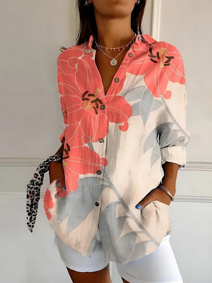Viviana | Blusa de Algodón con Estampado Floral Ondulado