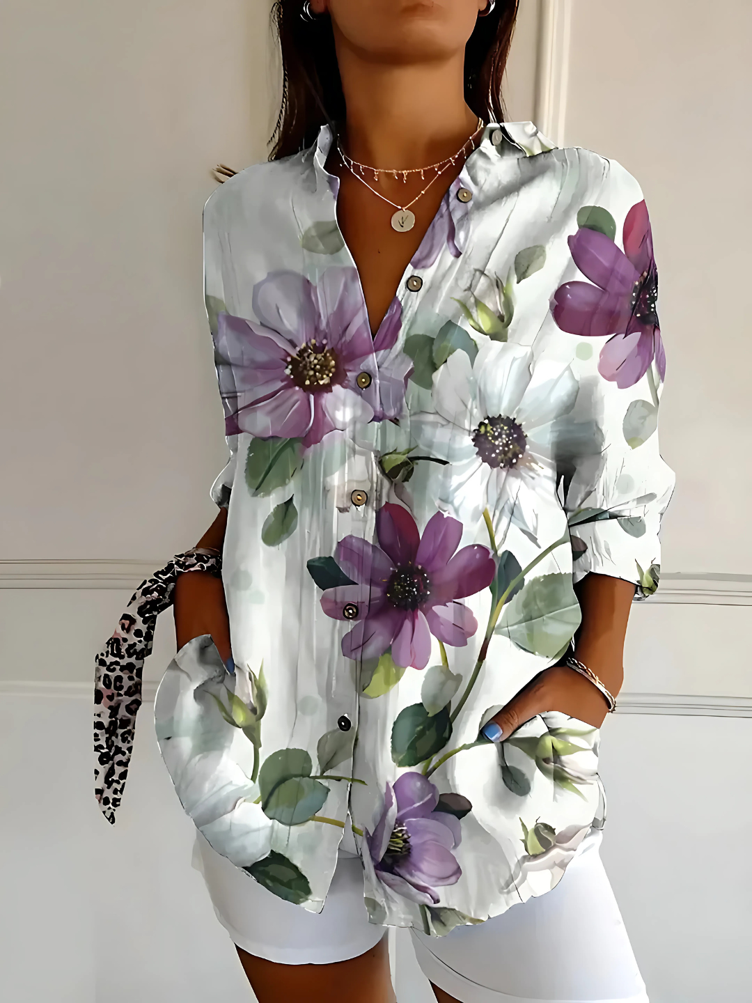 Viviana | Blusa de Algodón con Estampado Floral Ondulado