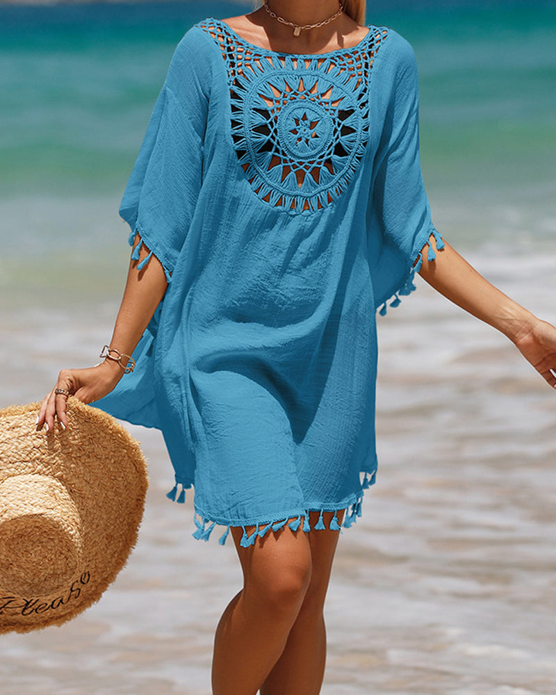 Manta de playa con pompones