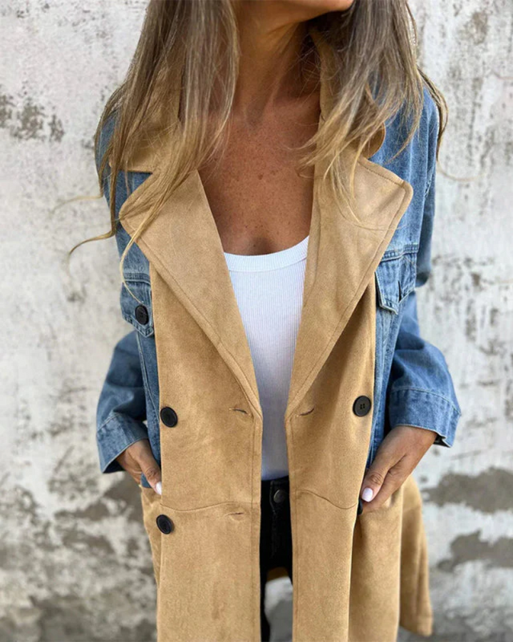 Sara | Abrigo de denim y de camel