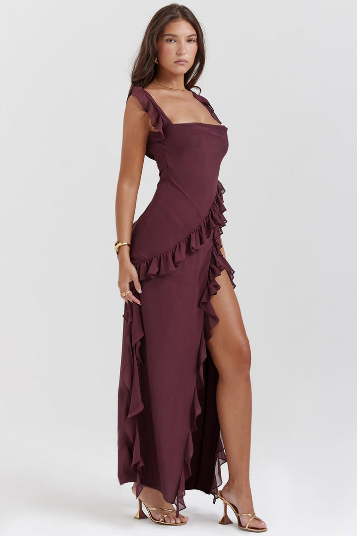 Vestido Largo Amira – Ciruela Oscura