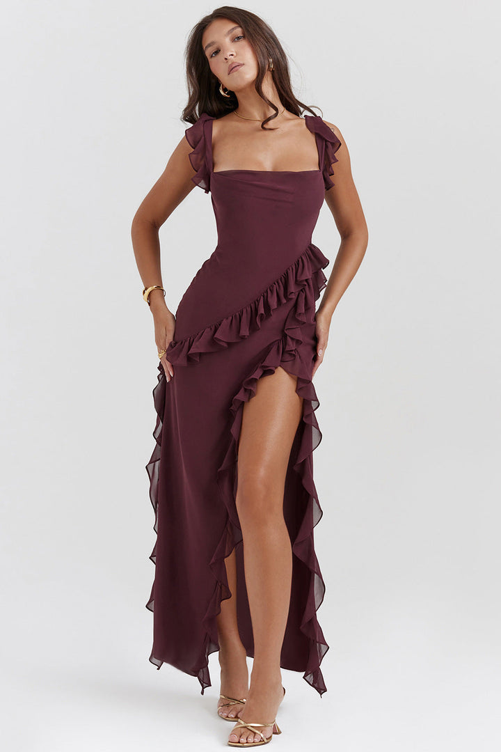 Vestido Largo Amira – Ciruela Oscura