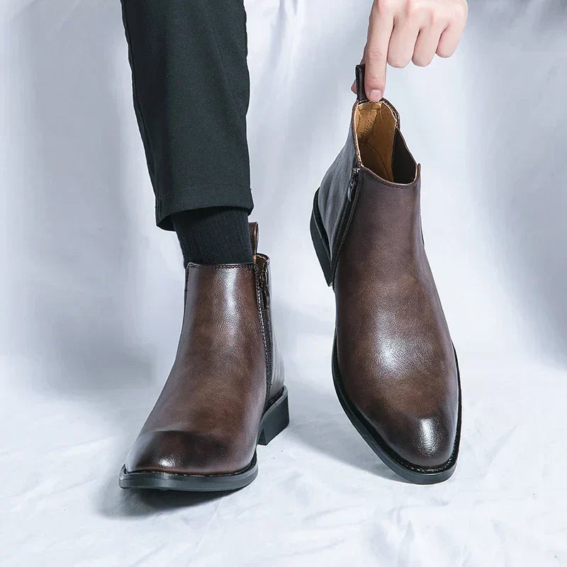 Carlos | Chelsea botas de cuero con cremallera