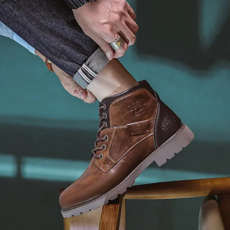 Michel | Botas de cuero casuales de estilo británico para hombres