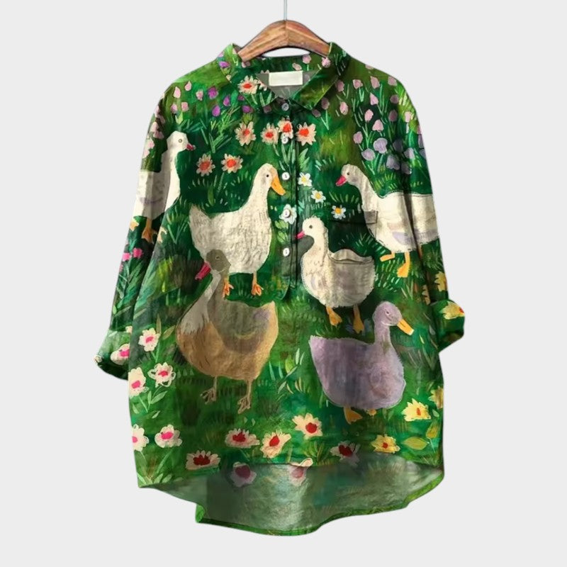 LUCIANA | Blusa Oversize con Gatos Estilizados y Comfort Único para Cada Día