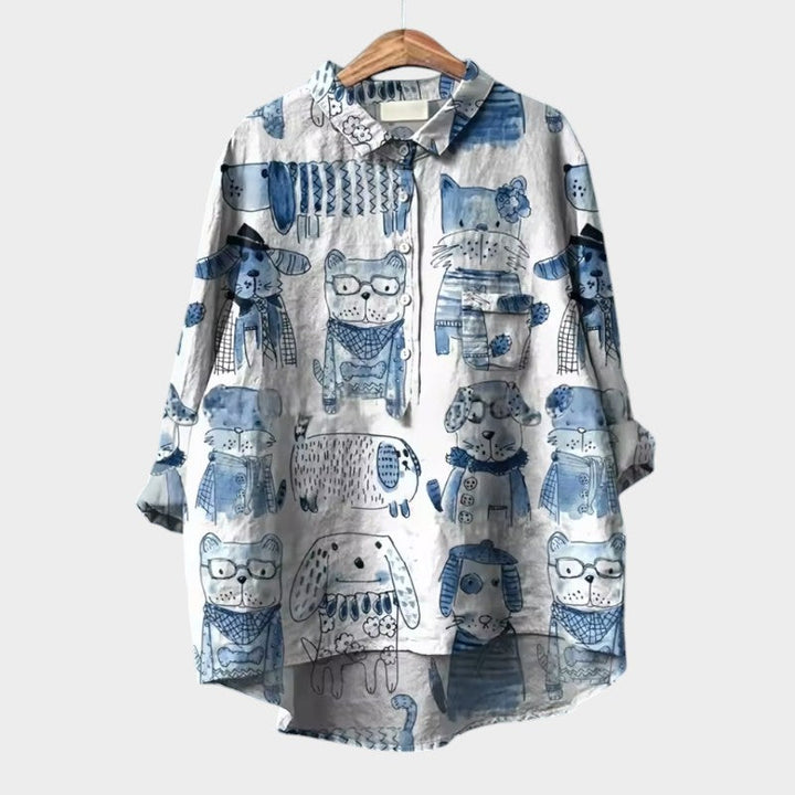 MARIANELLA | Blusa Oversize con Estampado de Canino y Comodidad Diaria para un Estilo Alegre