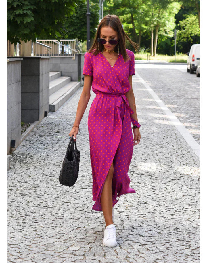 Suzanne - Bata larga elegante con cuello en V