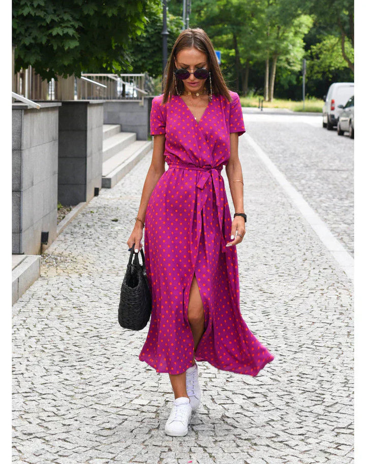 Suzanne - Bata larga elegante con cuello en V