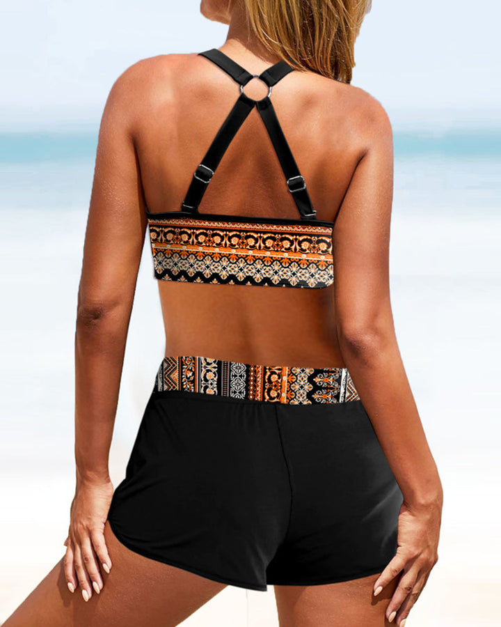 Bikinis de talle alto con estampado geométrico