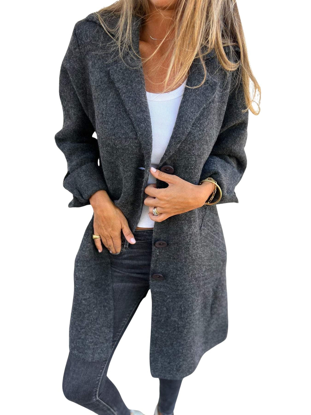 Magdalena | Abrigo largo casual con solapa