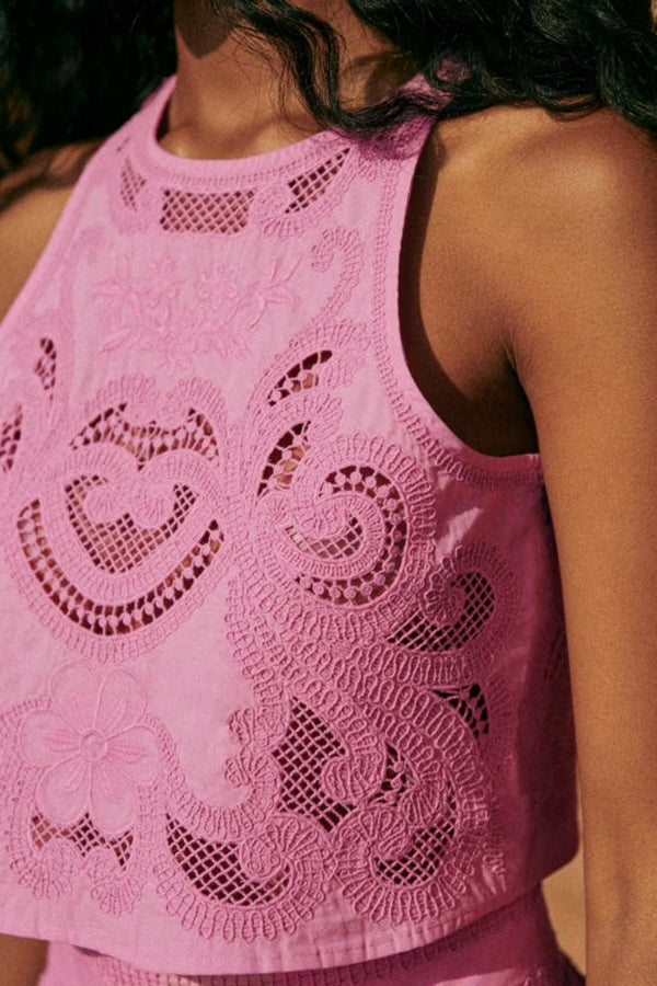 Lourena | Conjunto de Verano de Encaje con Falda de Cintura Alta