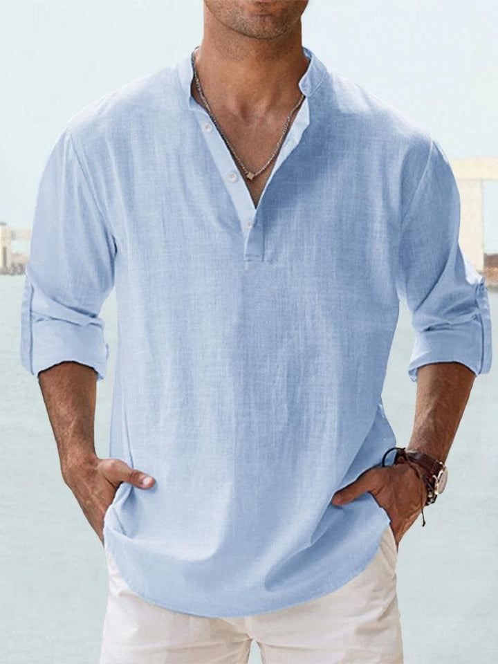 Givalli - Camisa de lino casual suave