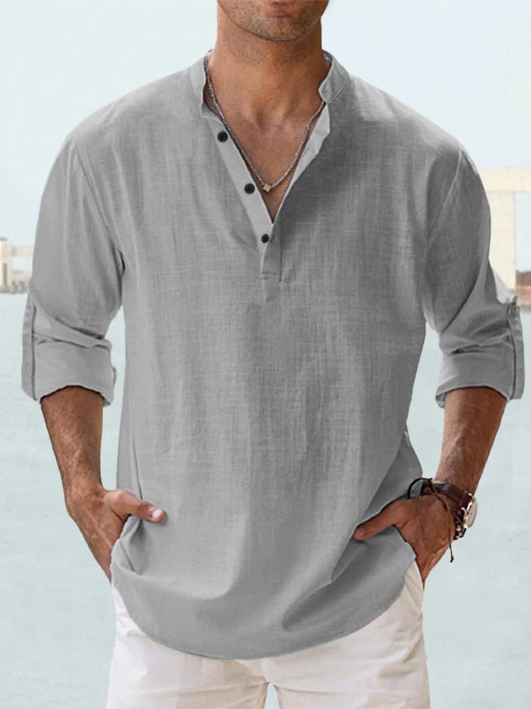Givalli - Camisa de lino casual suave