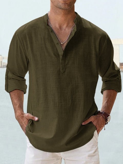 Givalli - Camisa de lino casual suave