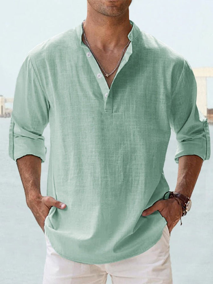 Givalli - Camisa de lino casual suave