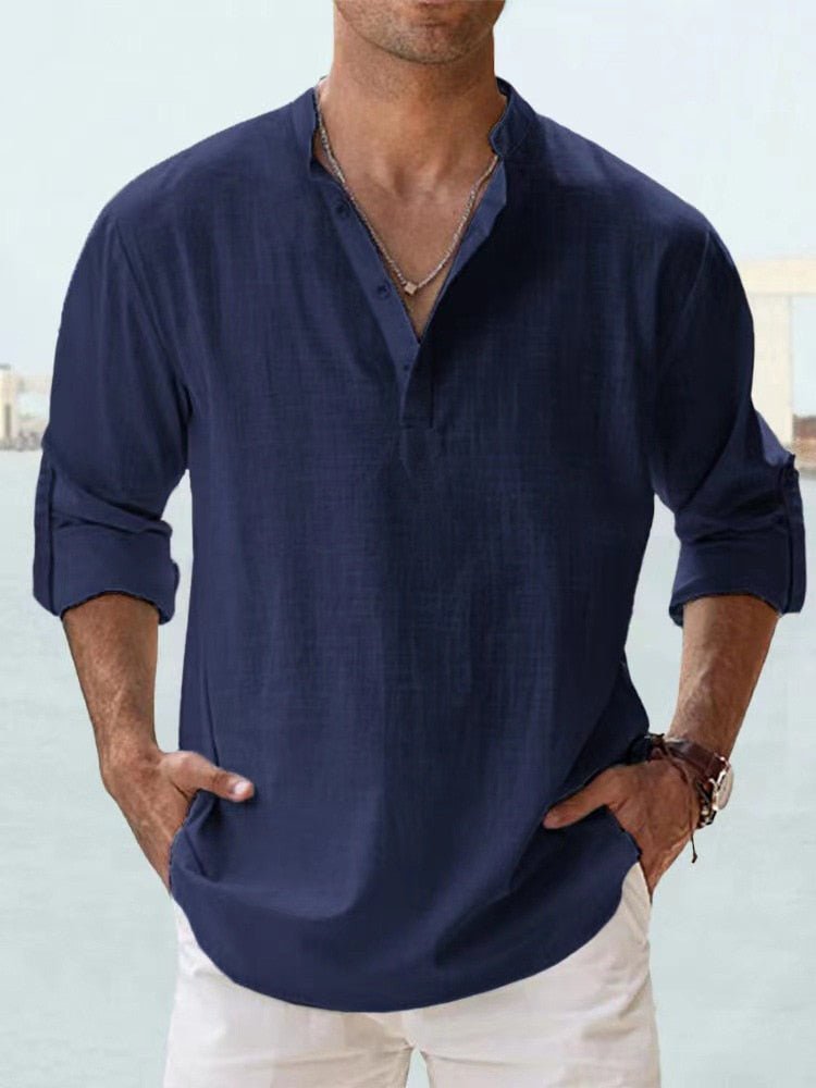 Givalli - Camisa de lino casual suave