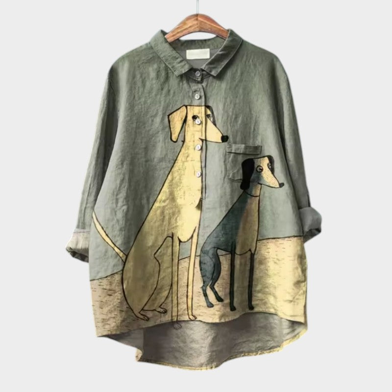 PALMIRA | Camisa Oversize con Diseño Canino y Comodidad Diaria para un Look Despreocupado