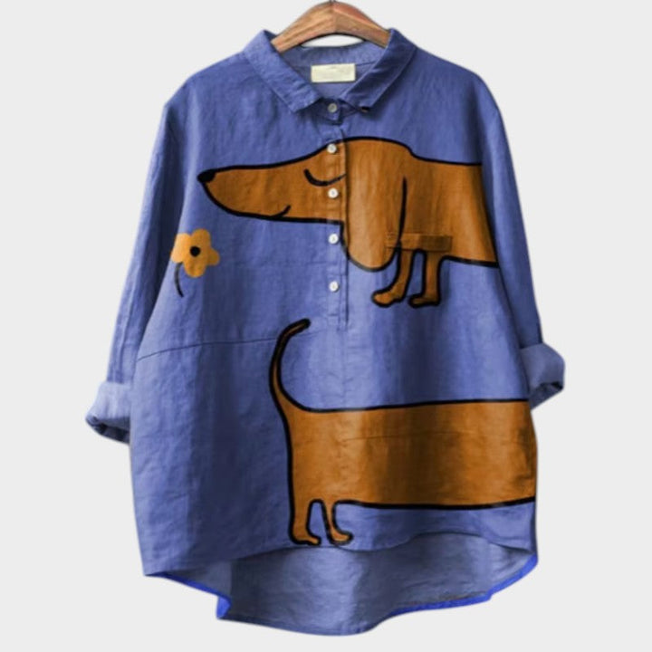 PALMIRA | Camisa Oversize con Diseño Canino y Comodidad Diaria para un Look Despreocupado