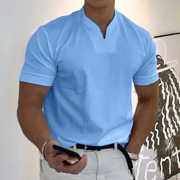 Camisa de manga corta de negocios para hombres/señores de escote en V