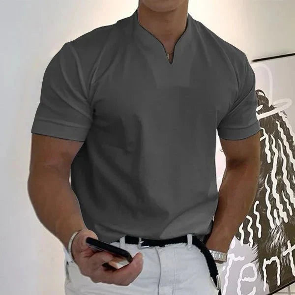 Camisa de manga corta de negocios para hombres/señores de escote en V