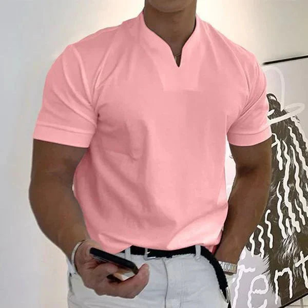 Camisa de manga corta de negocios para hombres/señores de escote en V